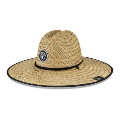 Black Las Vegas Raiders Hat - New Era NFL Official Summer Sideline Straw Hat USA8047356